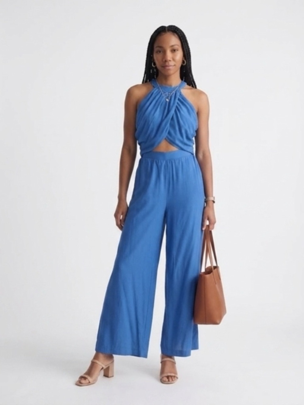 Petal & Pup Cobalt Halter Wide-Leg Jumpsuit